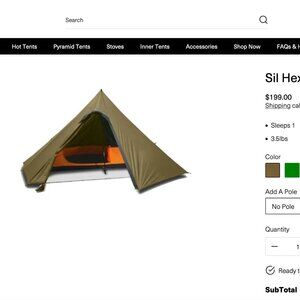 Luxe "Hexpeak V4a" 1 Person Ultralight Pyramid Tent and Inner Tent- never used